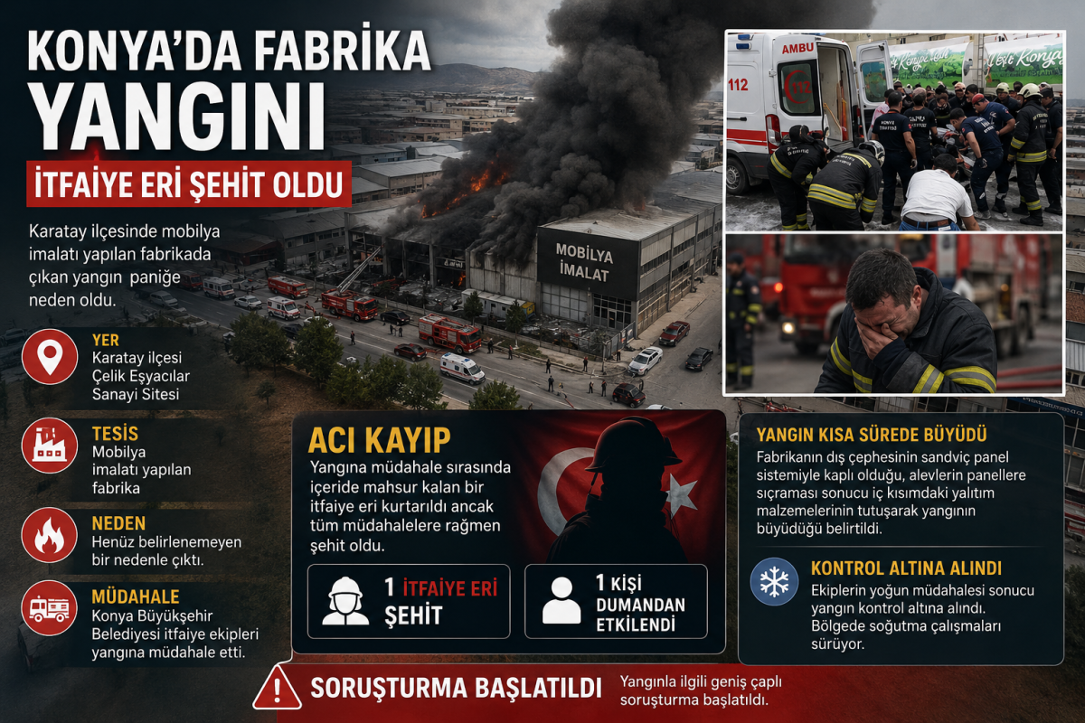 Konya'da Fabrika Yangınında Acı Kayıp: İtfaiye Eri Şehit Oldu